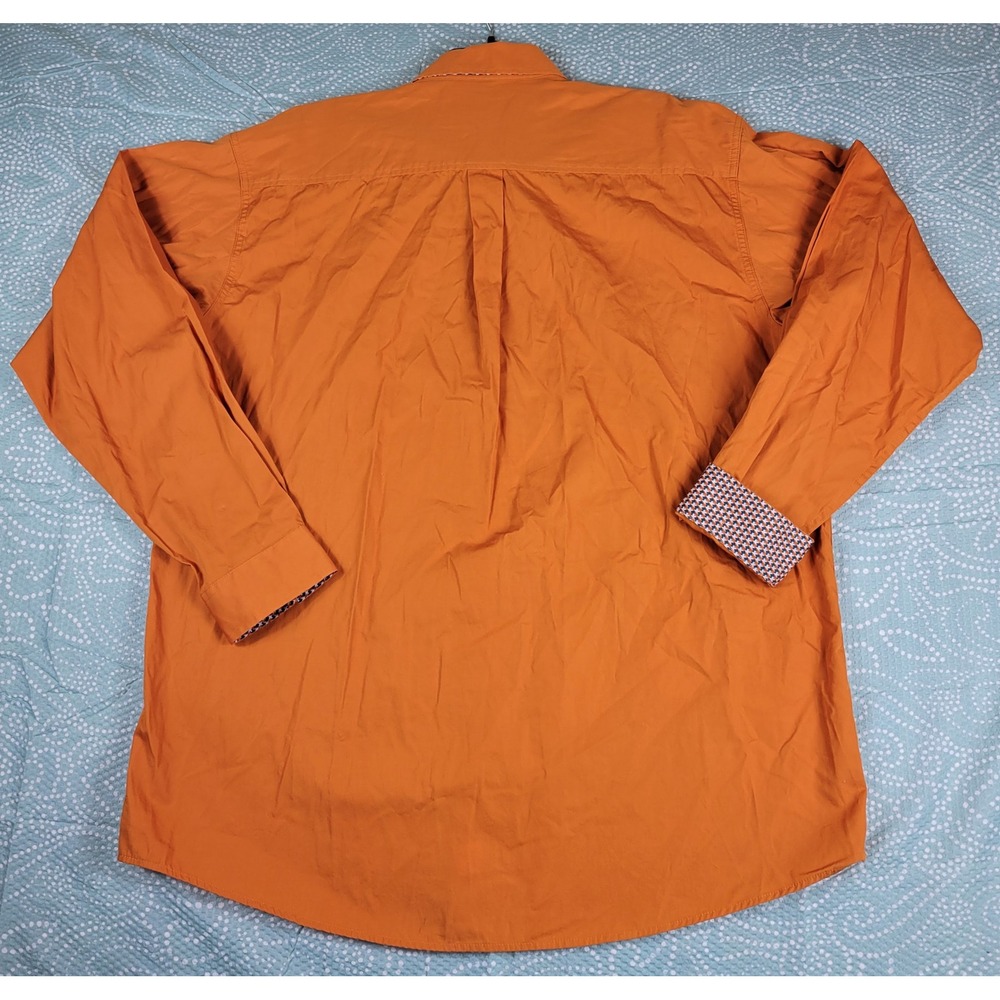 Cinch Men's Orange Long Sleeve Button Down Shirt XL Flip Cuff Square Buttons‎ - Picture 8 of 8